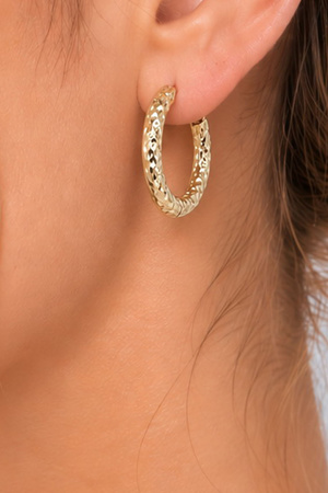 Stainless Steel Textured Huggie Hoops