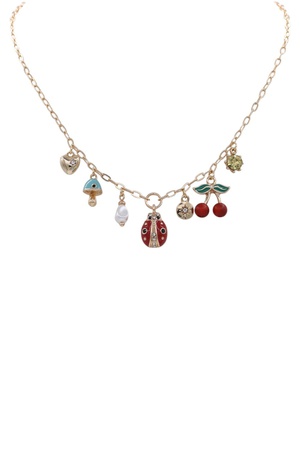 Whimsical Ladybug & Cherry Charm Necklace