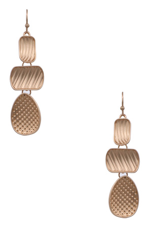Trio Textured Shapes Linked Drop Earrings