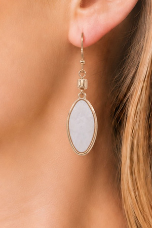 Modern Metal Mother of Pearl Drop Earrings