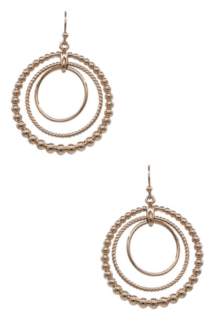 Multi-Textured Triple Layer Circle Drop Earrings