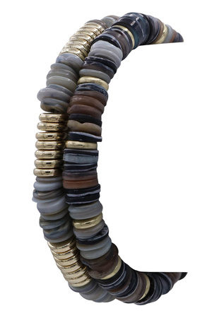 Multicolor Shell Disc Double Row Stretch Bracelet