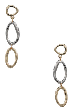 Triple Oval Linked Metal Dangle Earrings