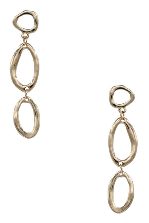 Triple Oval Linked Metal Dangle Earrings