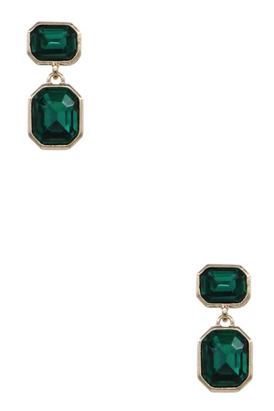 Dual Square Glass Stone Post Earrings