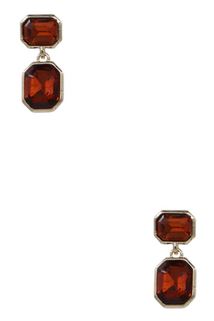 Dual Square Glass Stone Post Earrings