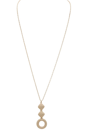 Geometric Diamond and Round Pendant Long Necklace