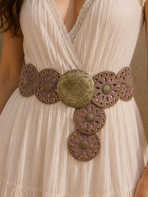 Mandala Eyelet Floral Disc Hip Belt