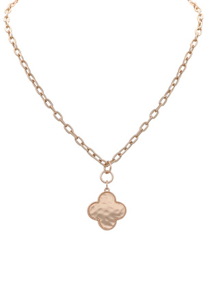 Lucky Four-Leaf Clover Metal Pendant Necklace