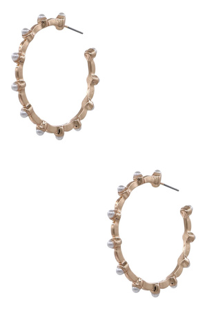 Textured Metal Hoop Earrings with Acrylic Stones