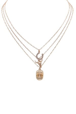 Western Layered Metal Charm Necklace