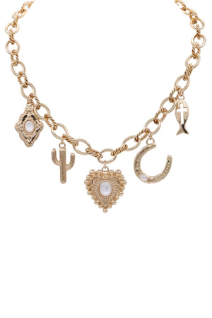 Western Heart & Horseshoe Metal Chain Necklace