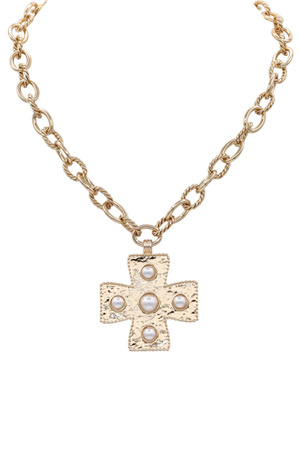Cross Pendant Metal Chain Necklace