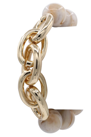 Chain Linked Marble Bead Stretch Bracelet