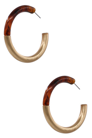 Gold Dipped Acetate and Metal Hoop Earrings