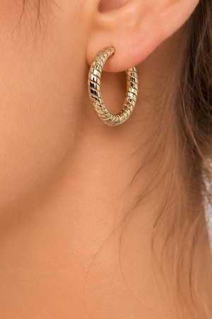 Modern Textured Stainless Steel Hoop Earrings
