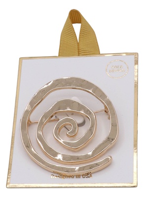 Hammered Metal Spiral Pin Brooch