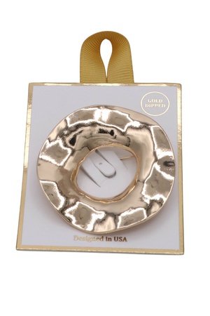 Textured Metal Round Brooch Pin