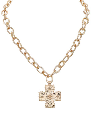 Bold Metal Cross Statement Necklace