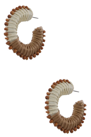 Two-Tone Raffia Wrapped Hoop Earrings