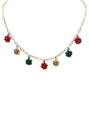 Christmas Bow Charm Statement Necklace