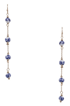 Painted Ceramic Bead Drop Line Earrings