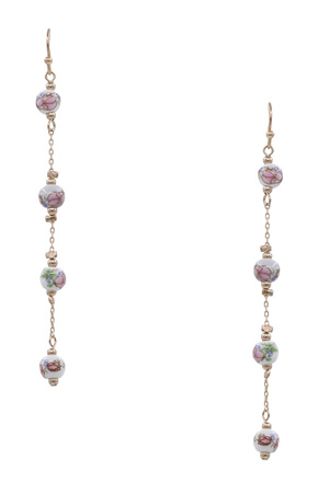 Painted Ceramic Bead Drop Line Earrings