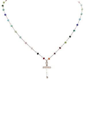 Delicate Glass Beaded Cross Necklace