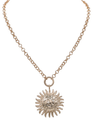 Hammered Metal Sun Pendant Necklace