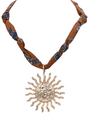Textured Sun Pendant Fabric Necklace