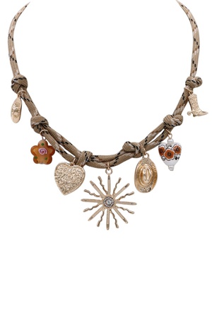 Cotton Rope Sun & Heart Ceramic Charm Necklace