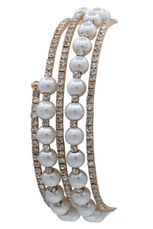 Cream Pearl Rhinestone Coil Bracelet