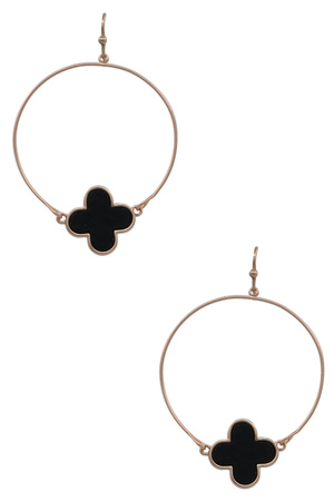 Clover Charm Metal Hoop Earrings