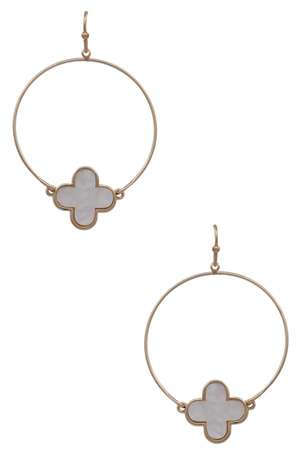 Clover Charm Metal Hoop Earrings