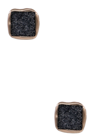 Black Glitter Coated Stud Earrings