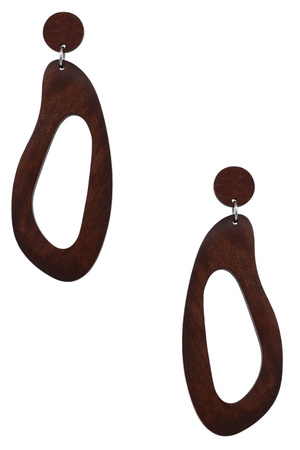 Wood 2-Tier Organic Shape Dangle Earrings