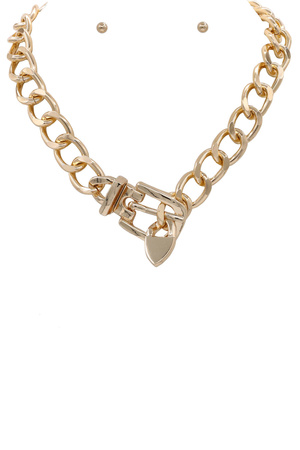 Metal Linked Chain Belt Buckle Necklace