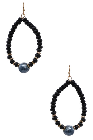 Wood Bead Teardrop Earrings