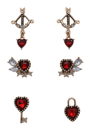 Dainty Rhinestone Heart Trio Earrings Set
