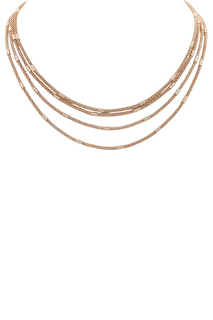 Metal Mesh Bar Layered Statement Necklace
