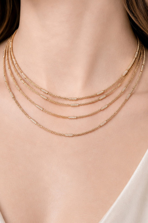 Metal Mesh Bar Layered Statement Necklace