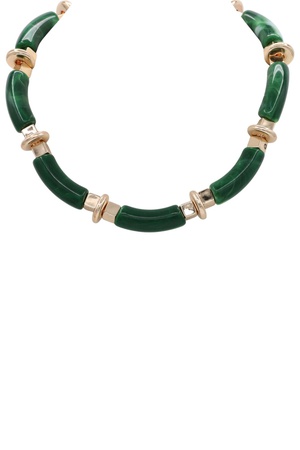 Acrylic Circle & Tube Bar Statement Necklace
