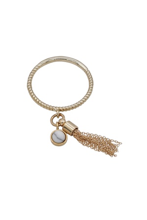 Semi Precious Stone Charm Tassel Ring