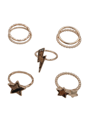 Genuine Leather Lightning Assorted Metal Ring Set
