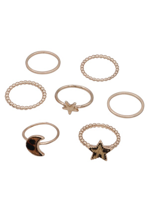 Genuine Leather Crescent Assorted Metal Ring Set