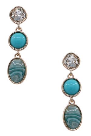 Layered Triple Stone Drop Earrings
