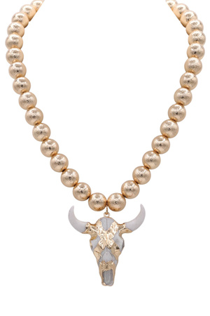 Statement Bull Skull Pendant Metal Necklace