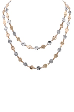 Hammered Disc Station Dual Layered Necklace