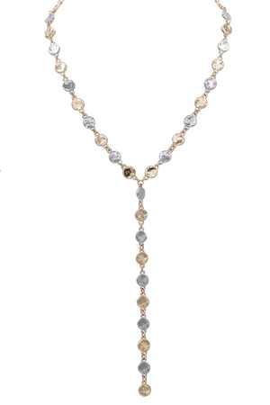 Textured Disc Station Drop Y Necklace