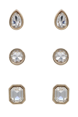 Medium Stone Stud  Earring Trio